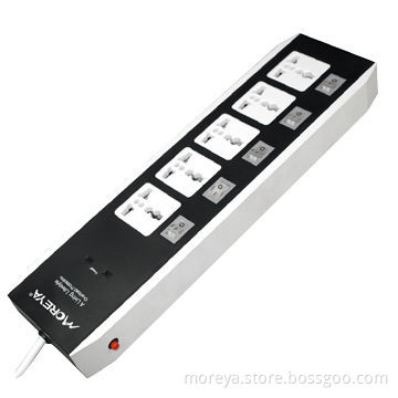 Power strip with universal standard, with 5 individual socket outlet switches, overload protectionNew
